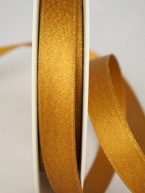 Shimmering satin ribbon copper-gold, 15 mm wide