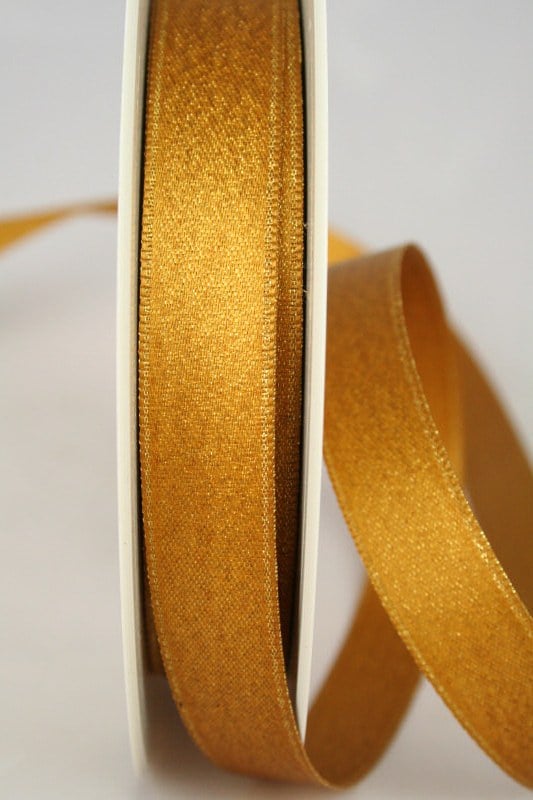 Shimmering satin ribbon copper-gold, 15 mm wide