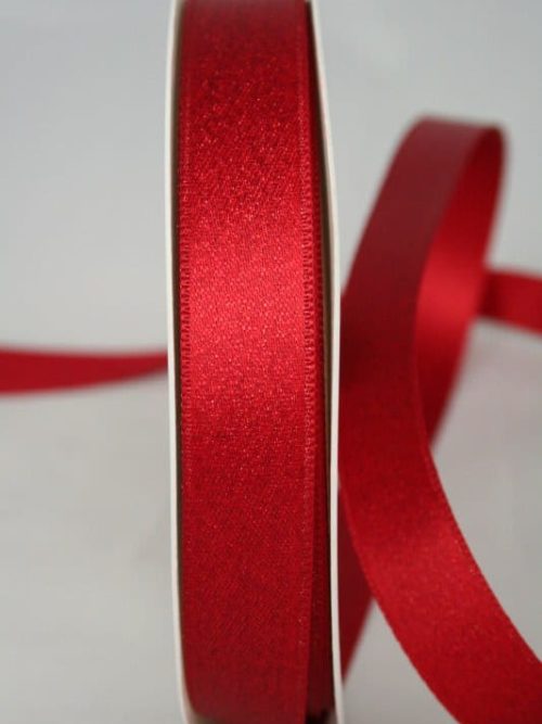 Shimmering satin ribbon red-gold, 15 mm wide