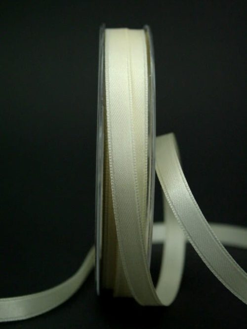 Satin ribbon 'double face' cream, 10 mm wide
