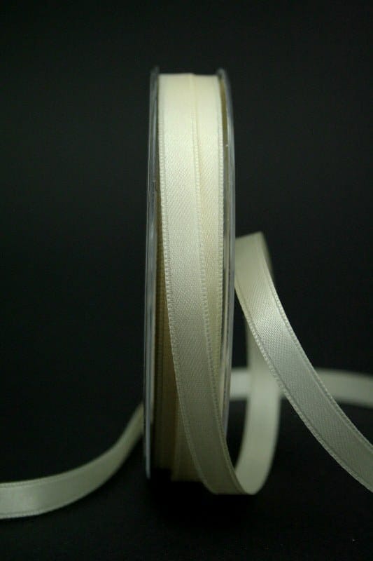 Satin ribbon 'double face' cream, 10 mm wide