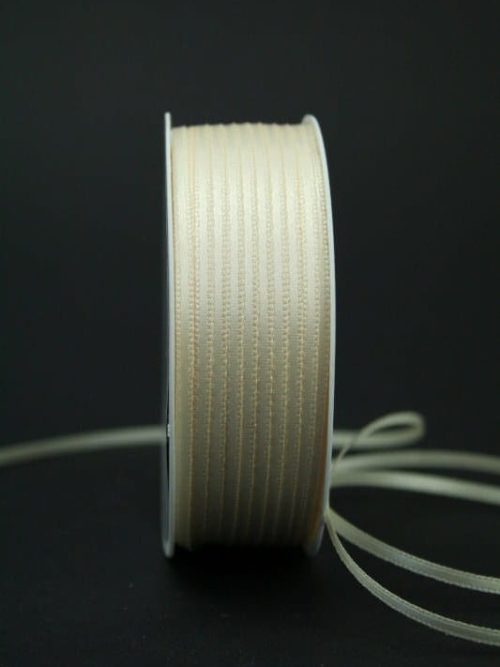 Satin ribbon 'double face' cream, 3 mm wide