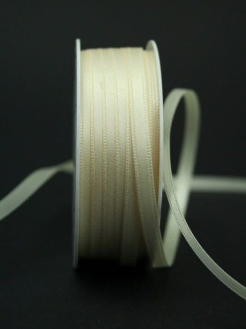 Satin ribbon 'double face' cream, 6 mm wide