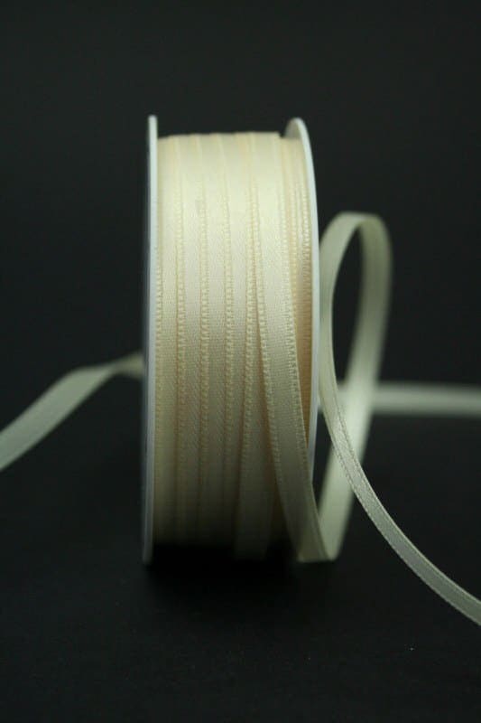 Satin ribbon 'double face' cream, 6 mm wide