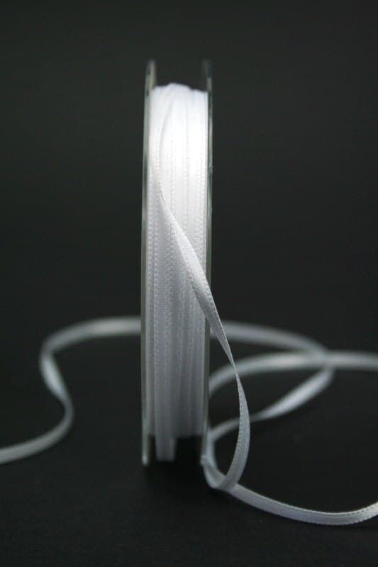 Satin ribbon 'double face' white, 3 mm wide