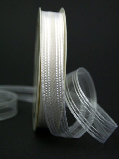 Transparent wedding ribbon, white, 15 mm wide