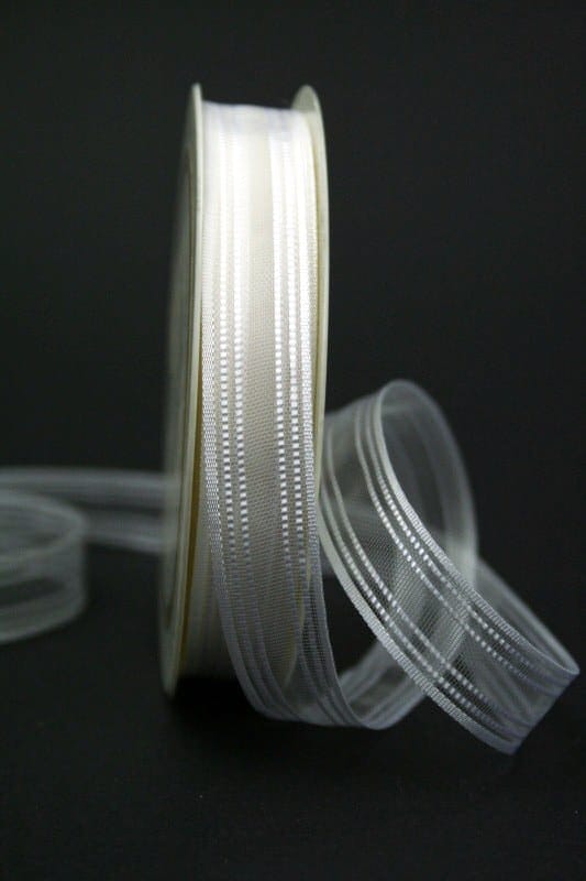 Transparent wedding ribbon, white, 15 mm wide