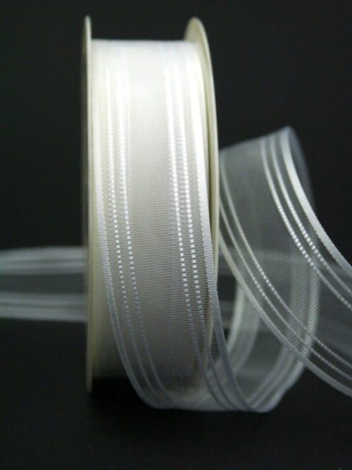 Transparent wedding ribbon, white, 25 mm wide