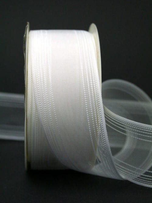 Transparent wedding ribbon, white, 40 mm wide