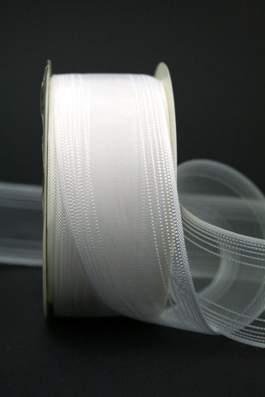 Transparent wedding ribbon, white, 40 mm wide