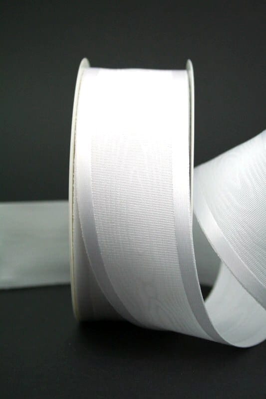 Moiré ribbon white, 40 mm wide