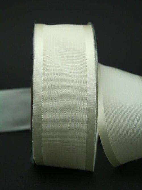 Moiré ribbon cream, 40 mm wide