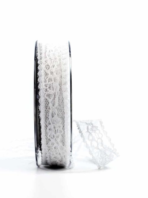 Fine lace tape, white, 25 mm wide