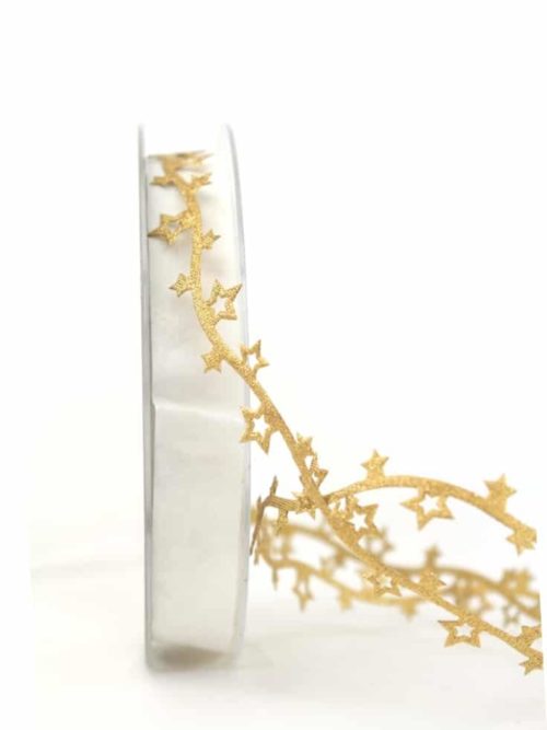 Decoration garland stars, gold, 15 mm