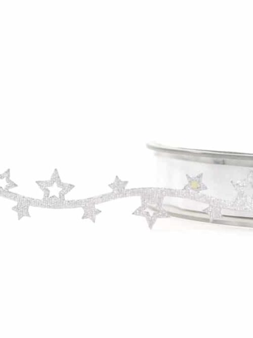 Decoration garland stars, silver, 15 mm