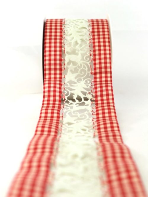 Table band red-checked, 80 mm wide