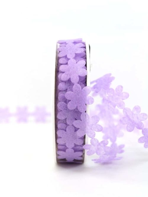 Fleece flower garland, lilac, 20 mm wide