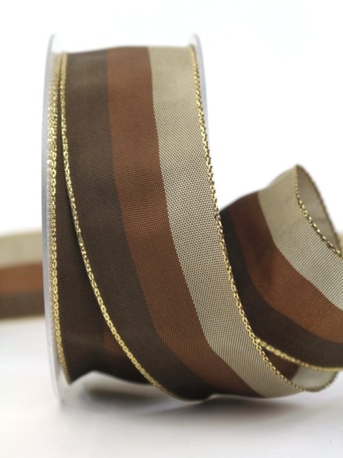 Christmas ribbon stripes, brown distemper, 40 mm wide