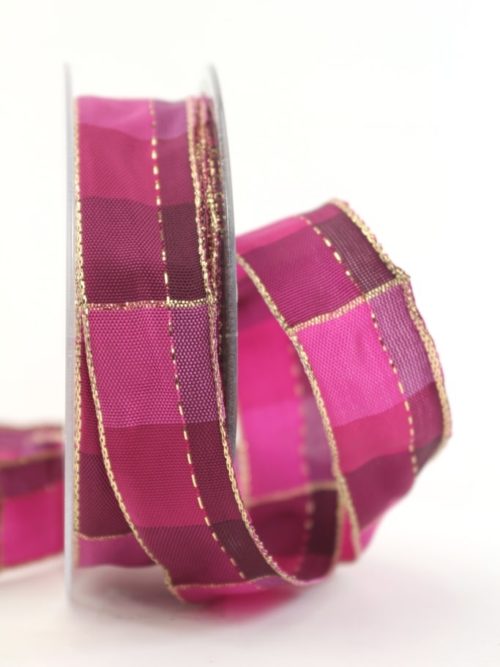 Carob ribbon Christmas, pink-gold, 25 mm wide