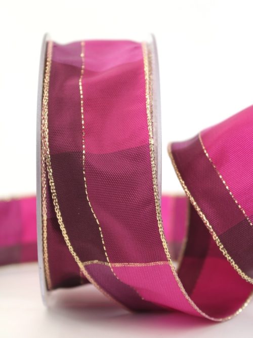 Carob ribbon Christmas, pink-gold, 40 mm wide