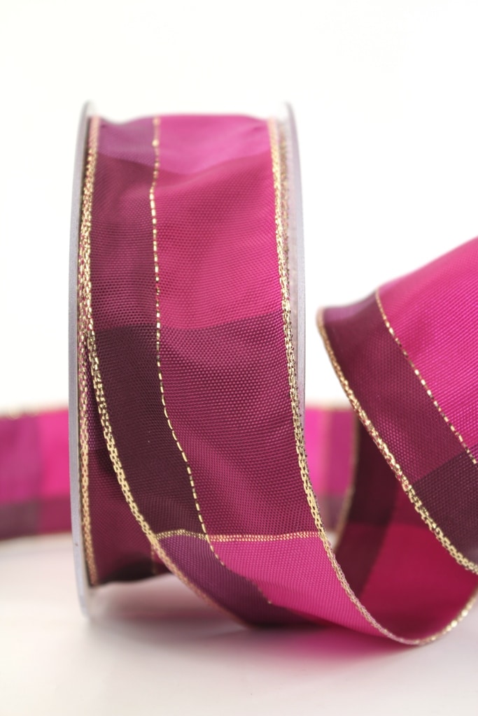 Carob ribbon Christmas, pink-gold, 40 mm wide