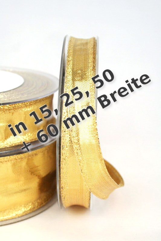 Gold band in 15, 25, 40 and 60 mm, with wire edge