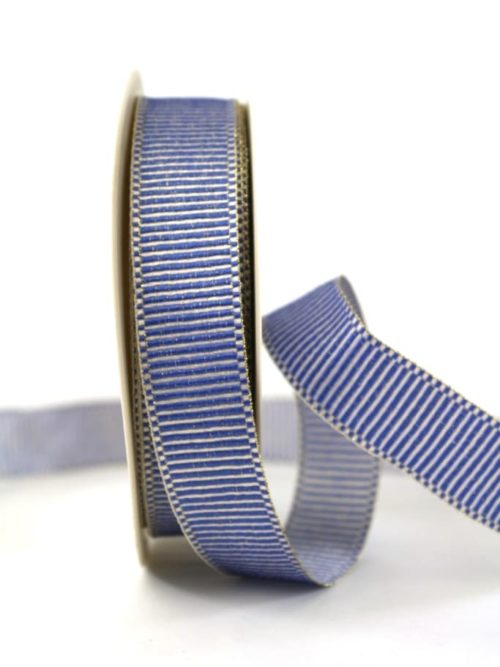Gift ribbon Xmas-Rips, blue-gold, 25 mm wide