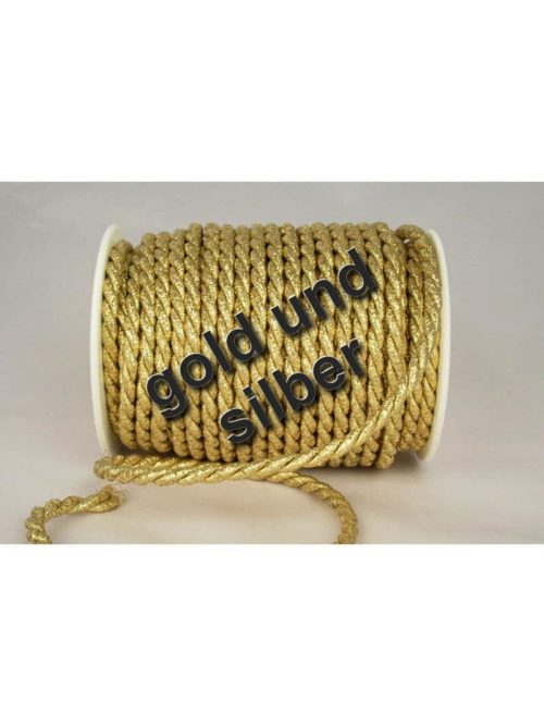 decorative cord in gold and silver, 6 mm thickness