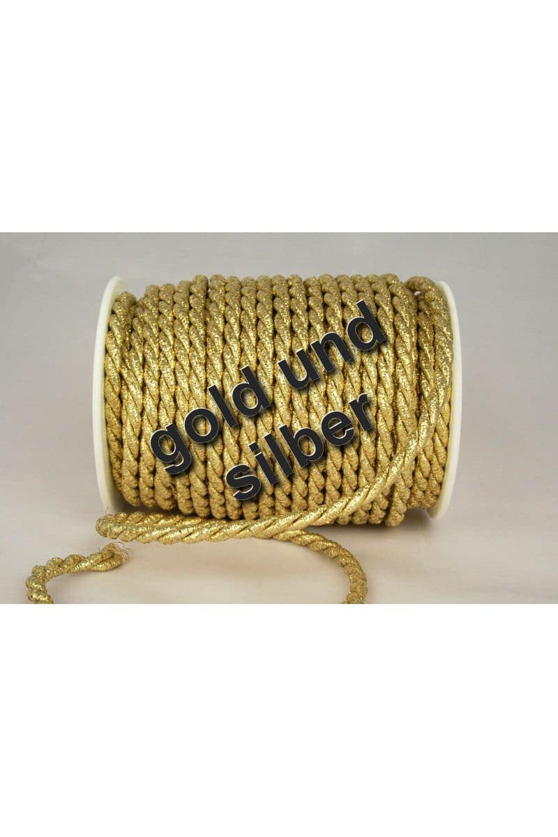 decorative cord in gold and silver, 6 mm thickness