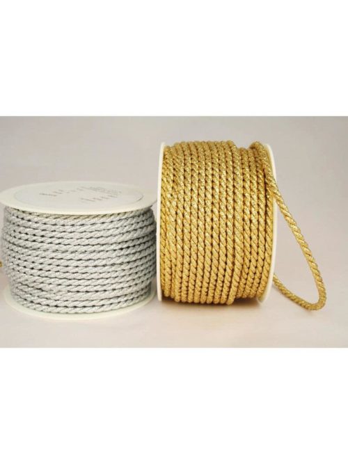 decorative cord in gold and silver, 4 mm thick