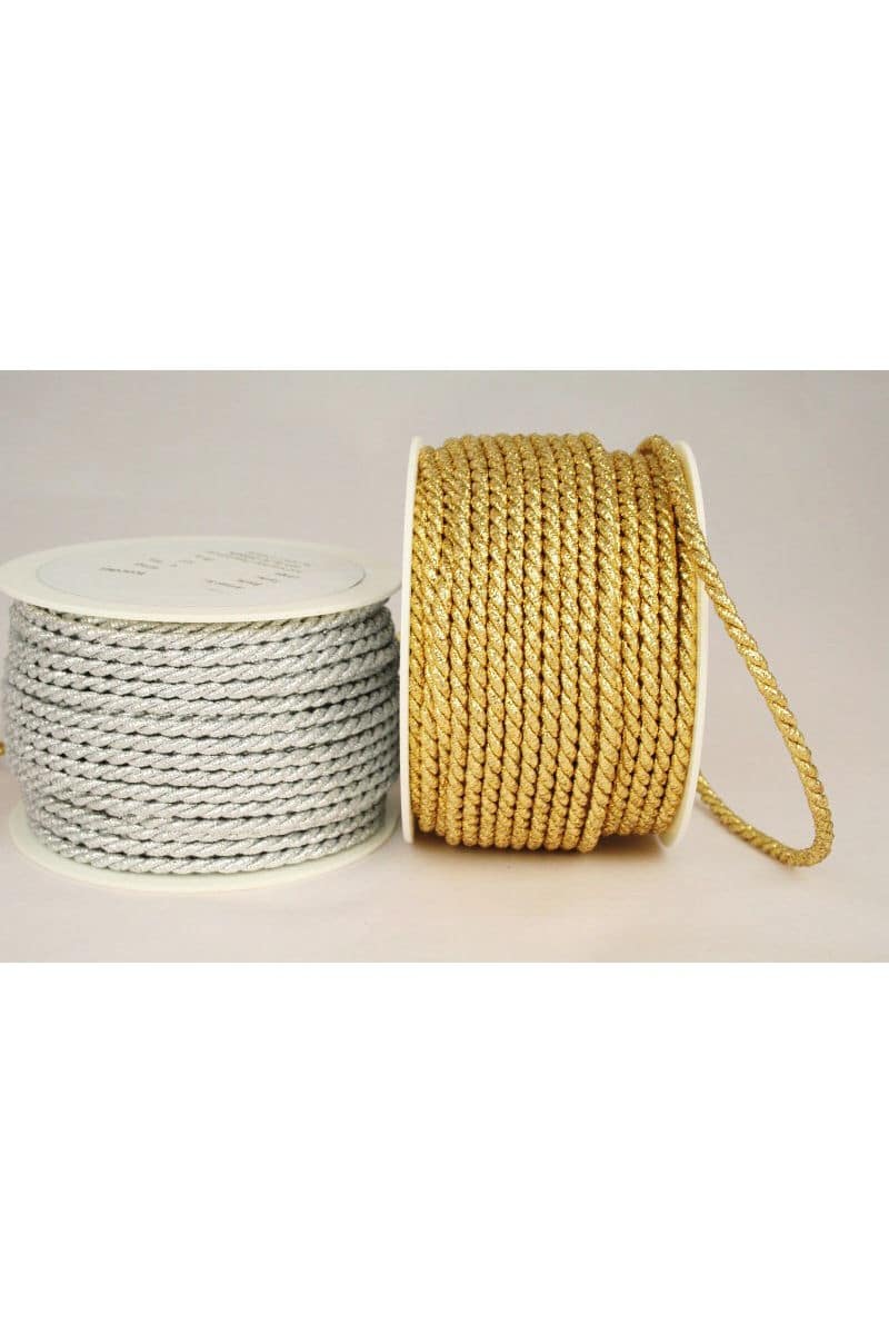 decorative cord in gold and silver, 4 mm thick
