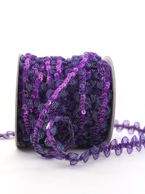 decorative braid with sequins, purple, 15 mm